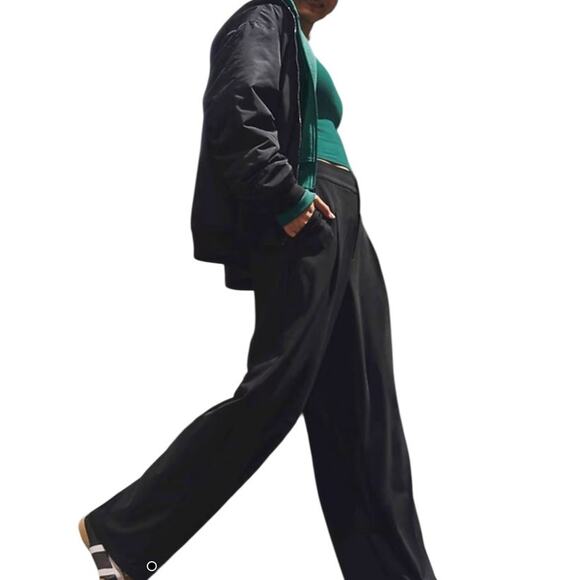 Athleta Women's Pinnacle High Rise Trouser Black Wide Leg Pants Size 16 T - Picture 2 of 12